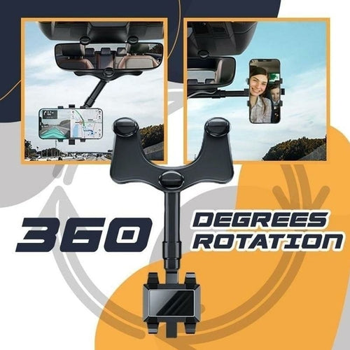 Rotatable Retractable Rearview Mirror Phone Holder For Car